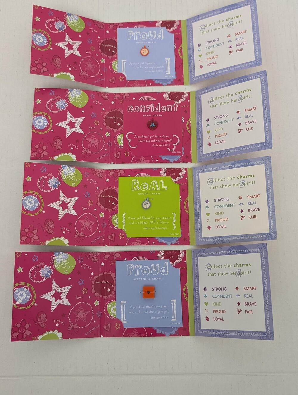 American Girl Innerstar U Doll Charms Folders Confident Proud Real Set of 4